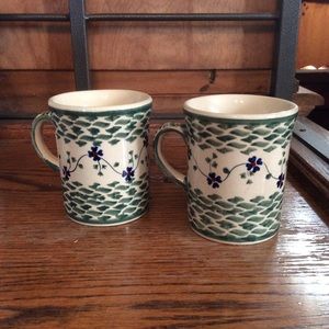 Polish Pottery Mugs Cups - set of 2